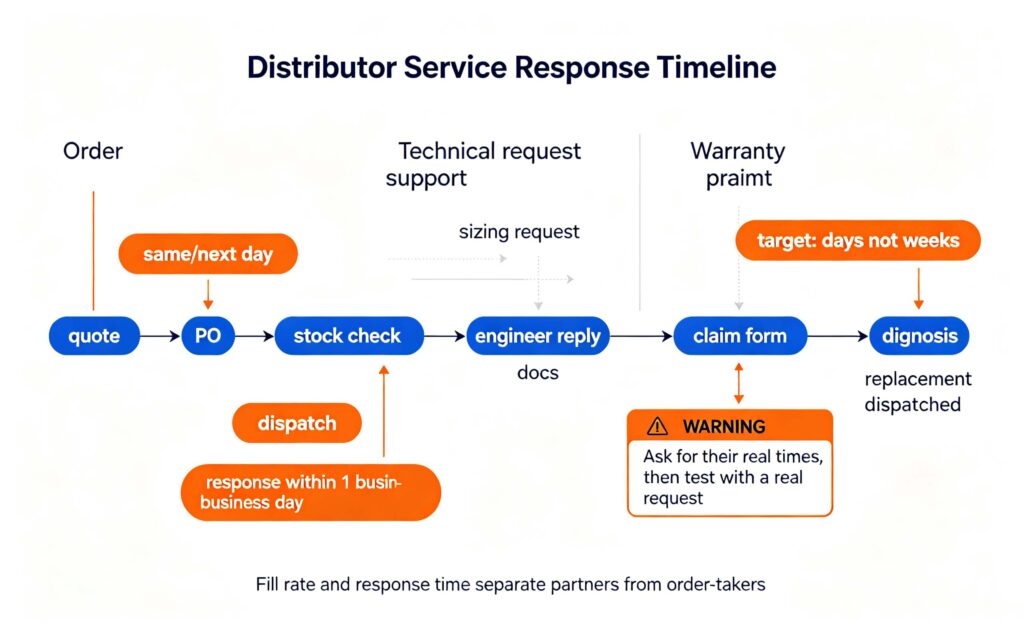 Solar battery distributors service timeline: order dispatch, technical support response, warranty replacement