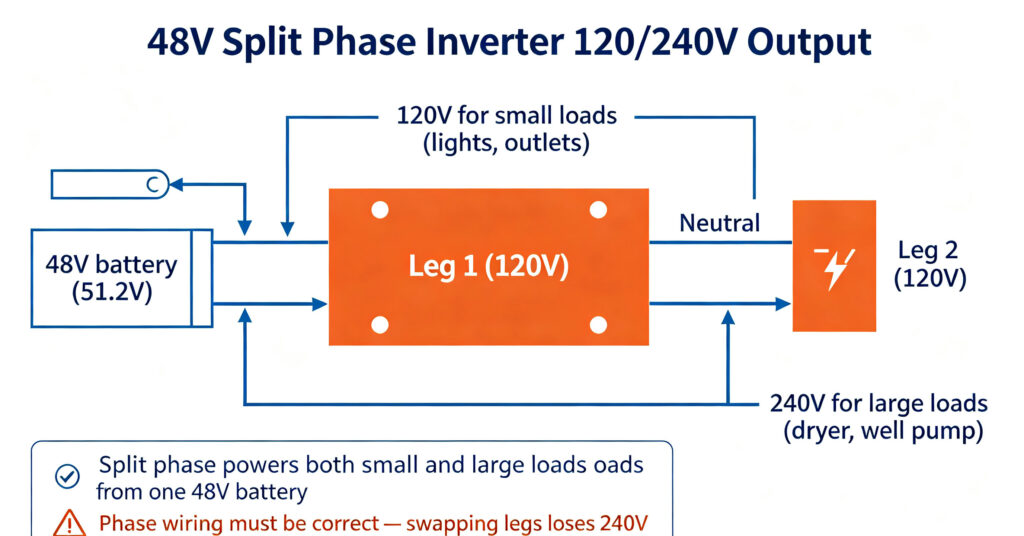 48v split phase inverter vs single phase 120 240v north american home comparison