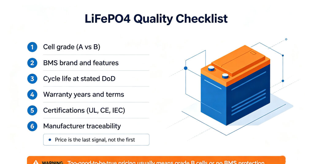 latest high-quality lifepo4 batteries checklist cell grade bms warranty certifications guide