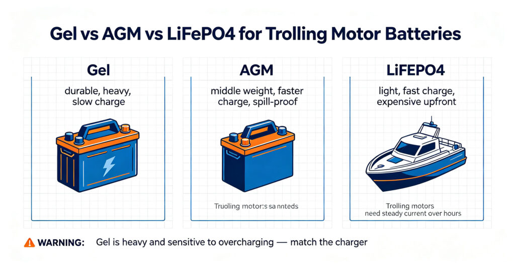 gel cell trolling motor batteries comparison agm lifepo4 weight charge marine guide