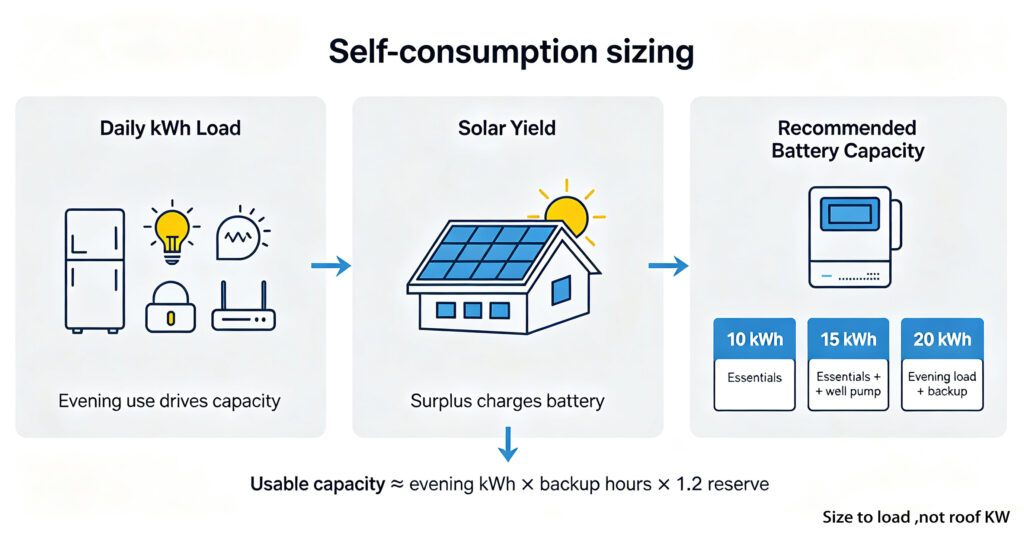 Sizing a home battery for self-consumption