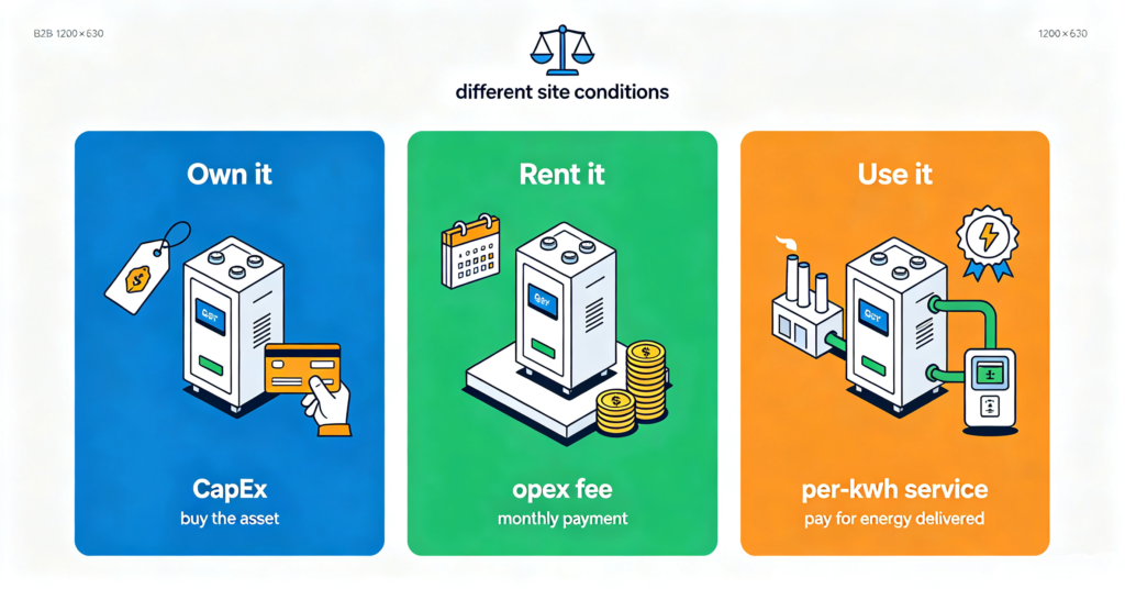 Comparing buying renting and energy as a service for battery storage
