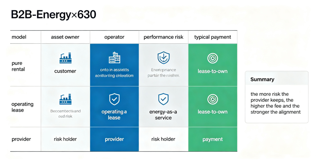 BESS acquisition models matrix showing who owns operates and carries risk
