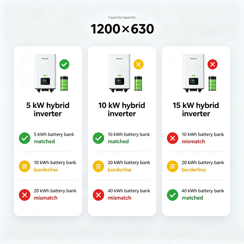 Hybrid Inverter Sizing vs Battery Capacity: How Power, Energy and Cycle Load Line Up