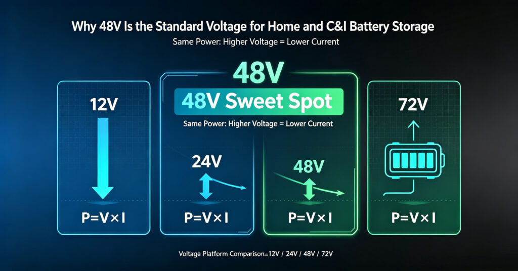 Why 48V is the standard voltage for home and C&I battery storage