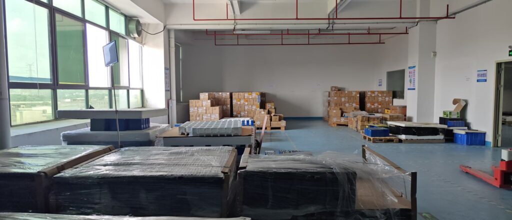 Site layout drawings with clearances and cable routes for rack, cabinet and container storage